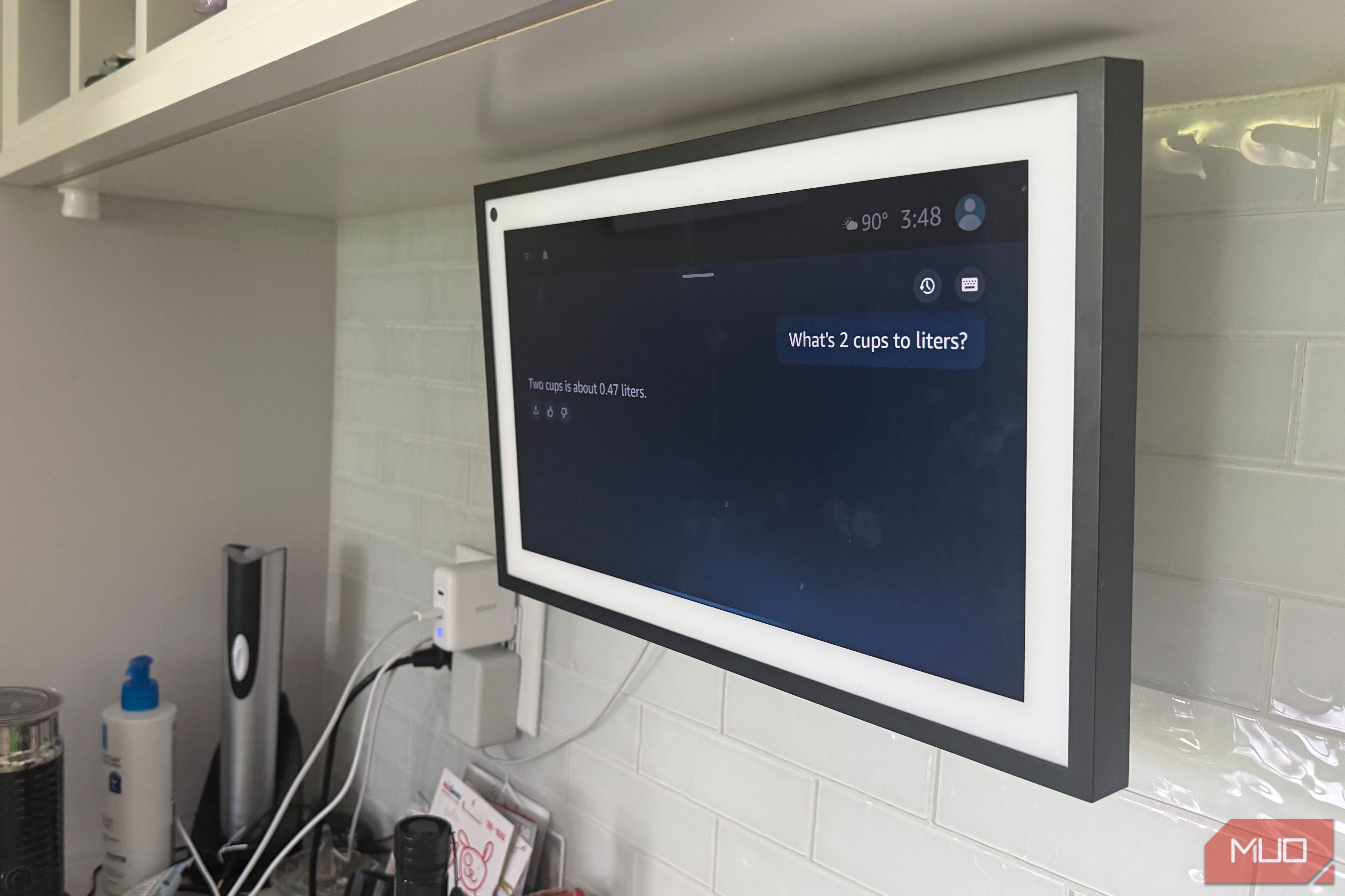 Echo Show 15 answering 2 cups to liters in kitchen