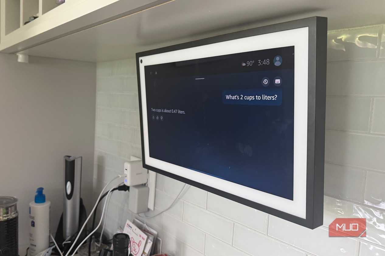 Echo Show 15 answering 2 cups to liters in kitchen