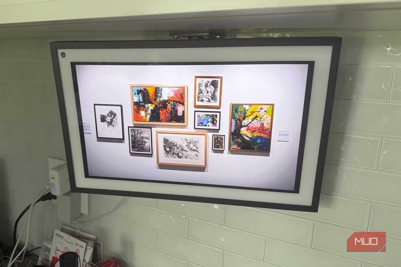 Echo Show 15 displaying framed art gallery collage