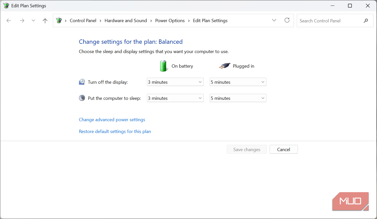 Editing power plan