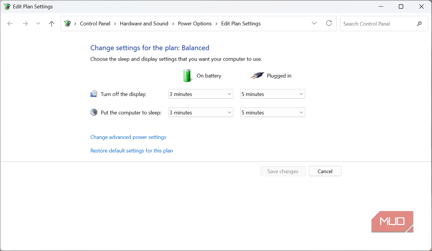 Editing power plan