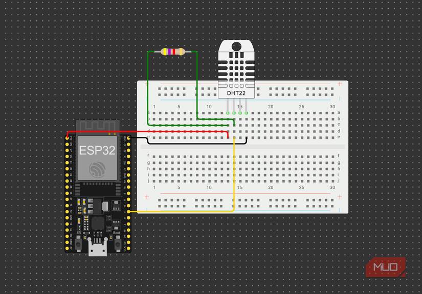 ESP32 and DHT22 diagram.