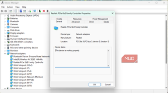 Ethernet adapter device status