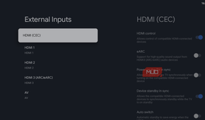 External inputs setting on TV