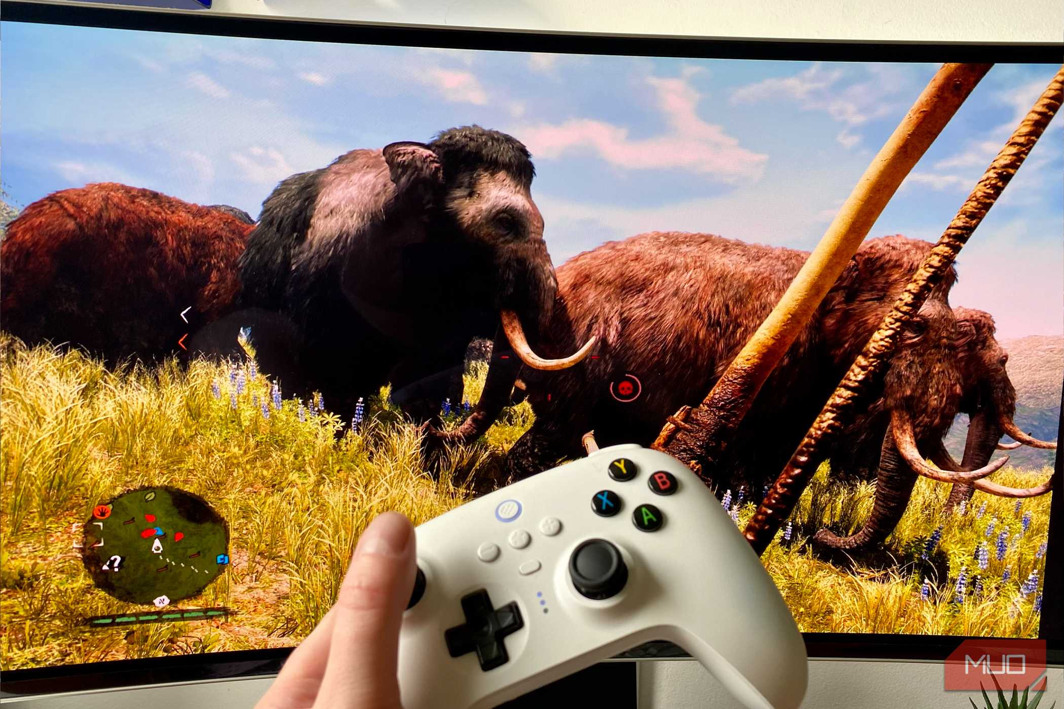 Far Cry Primal on a Samsung Odyssey OLED G9 gaming monitor