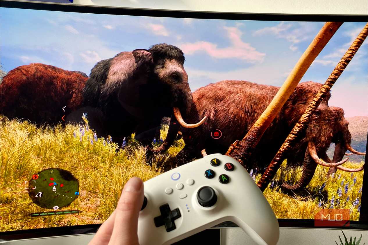 Far Cry Primal on a Samsung Odyssey OLED G9 gaming monitor