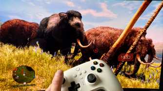 Far Cry Primal on a Samsung Odyssey OLED G9 gaming monitor