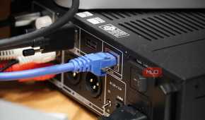 The Ethernet port on the back of the Fiio K15.
