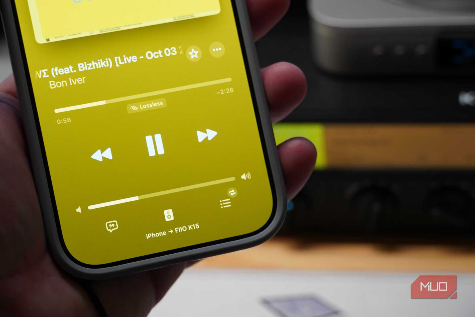 AirPlay streaming on an iPhone Air to a Fiio K15.