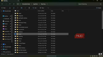 File explorer roaming folder contents