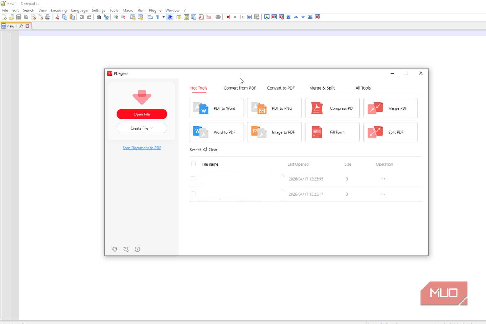 File opening in PDF Gear