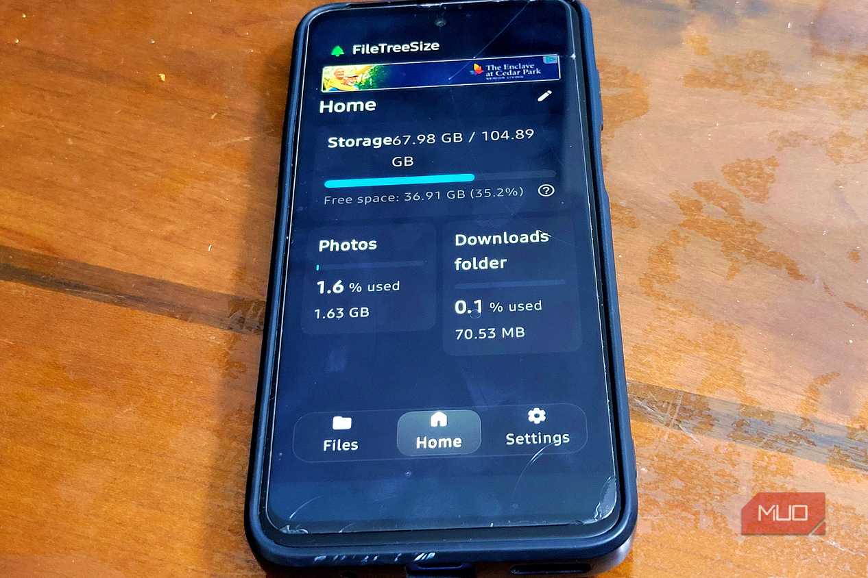 File Tree Size on a phone