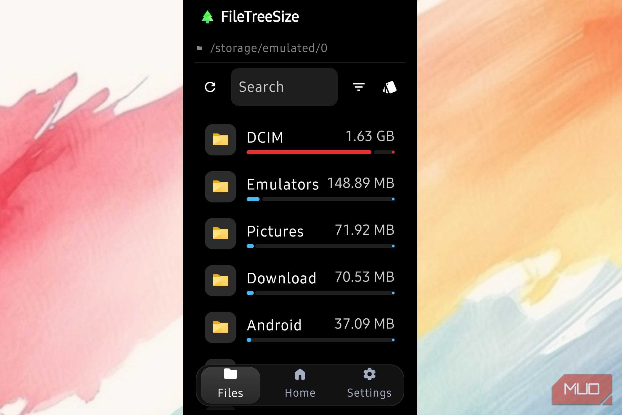 FillTreeSize showing all the filled up spot