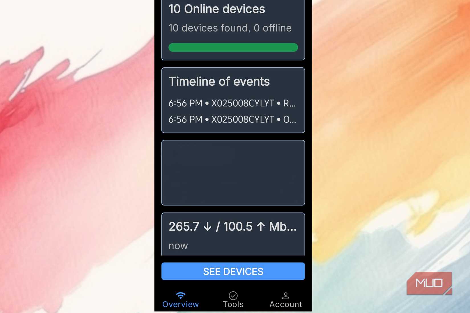 Fing showing the devices on the network, as many as 10.