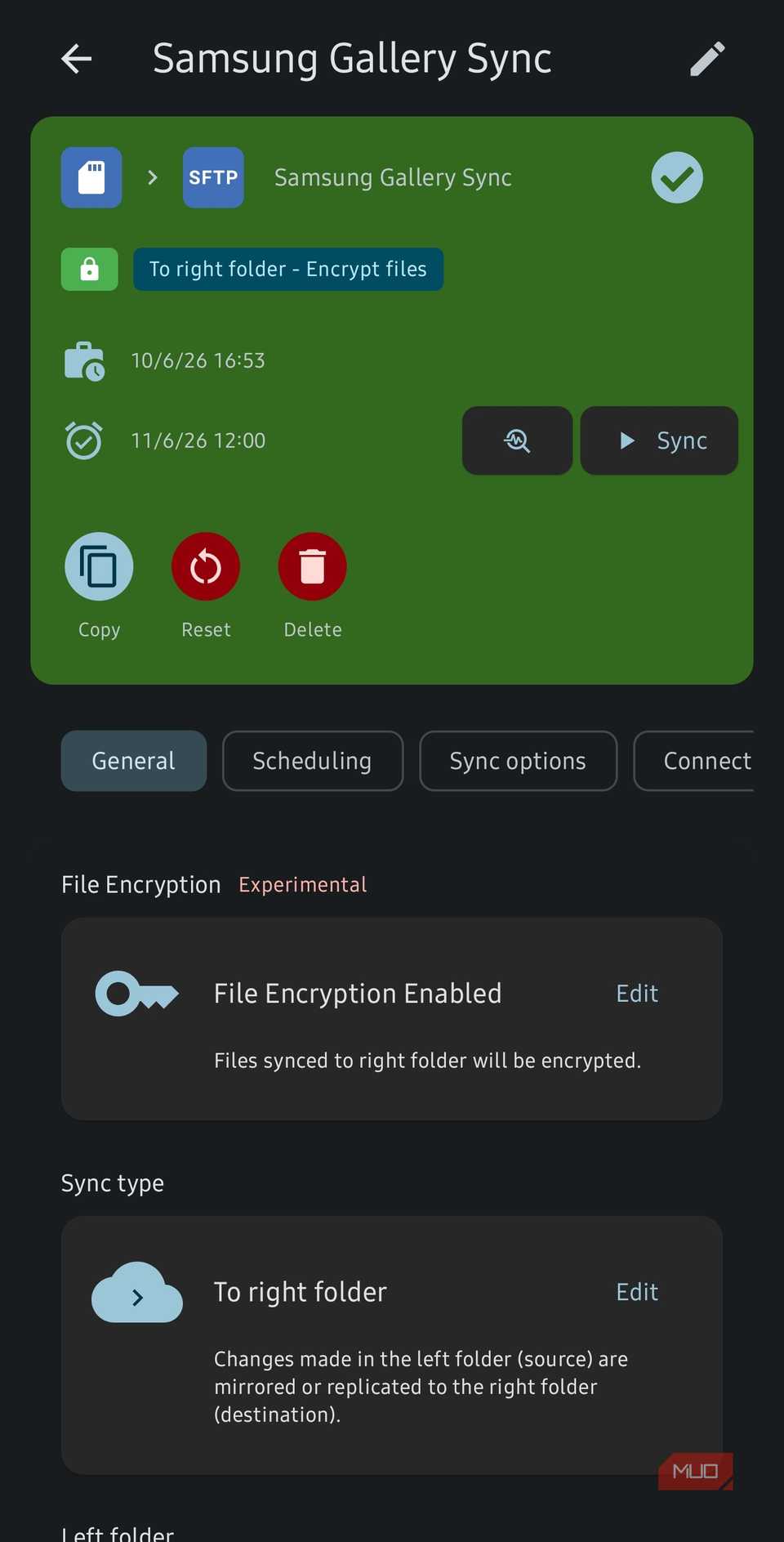 FolderSync mobile app successful folder sync