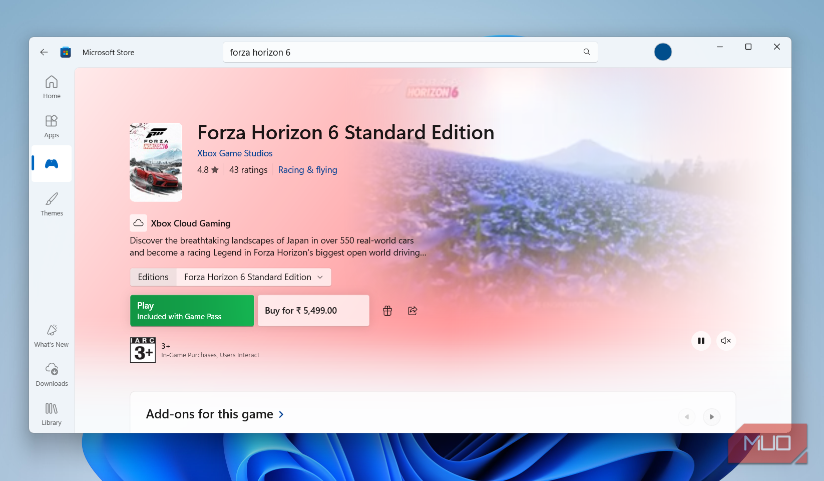 Forza Horizon 6 on MS Store