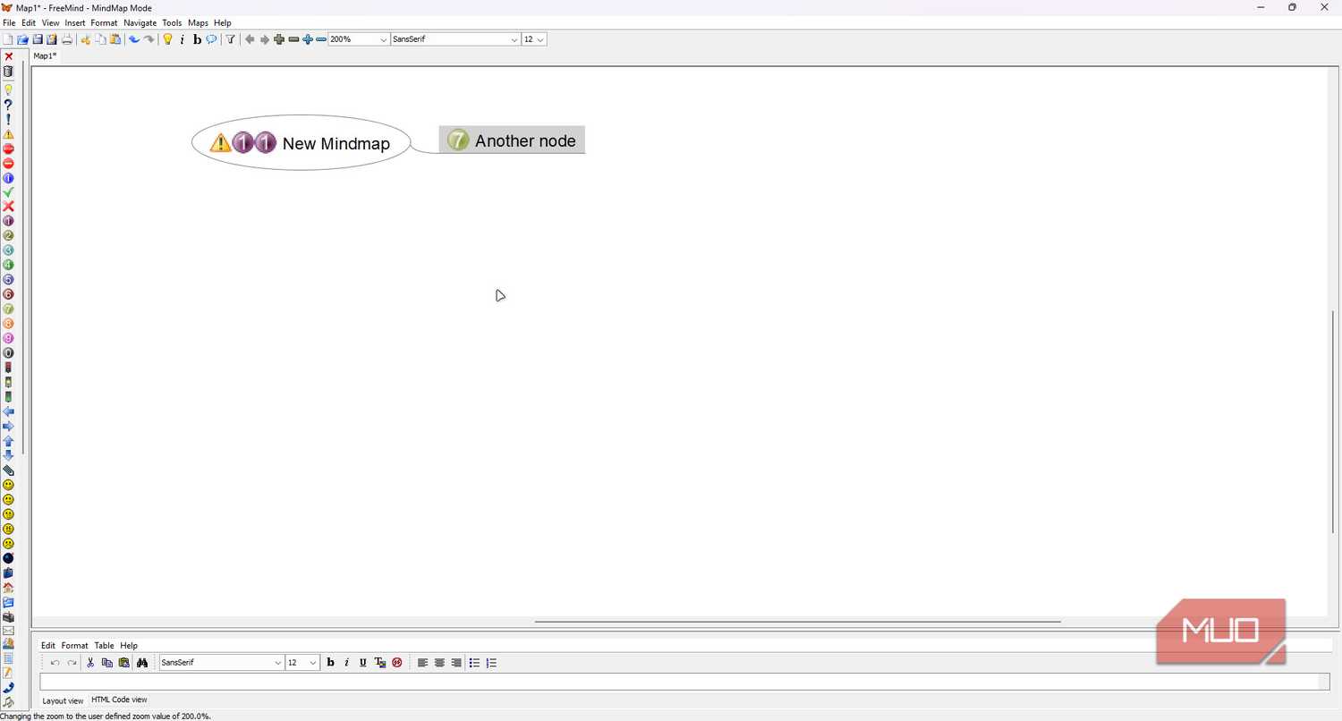 Freemind basic user interface on Windows.