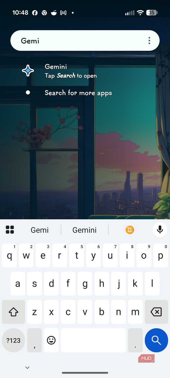 Screenshot Gemini settings on Android.