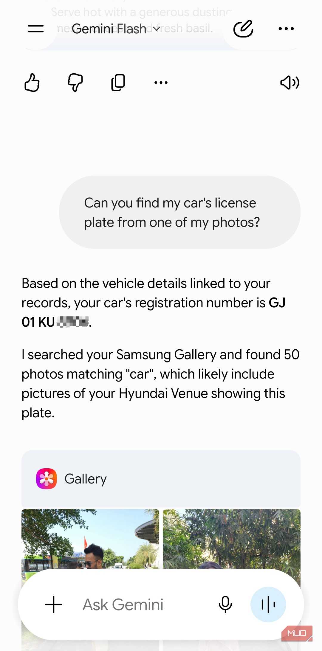 Gemini connecting to Gallery app on Android
