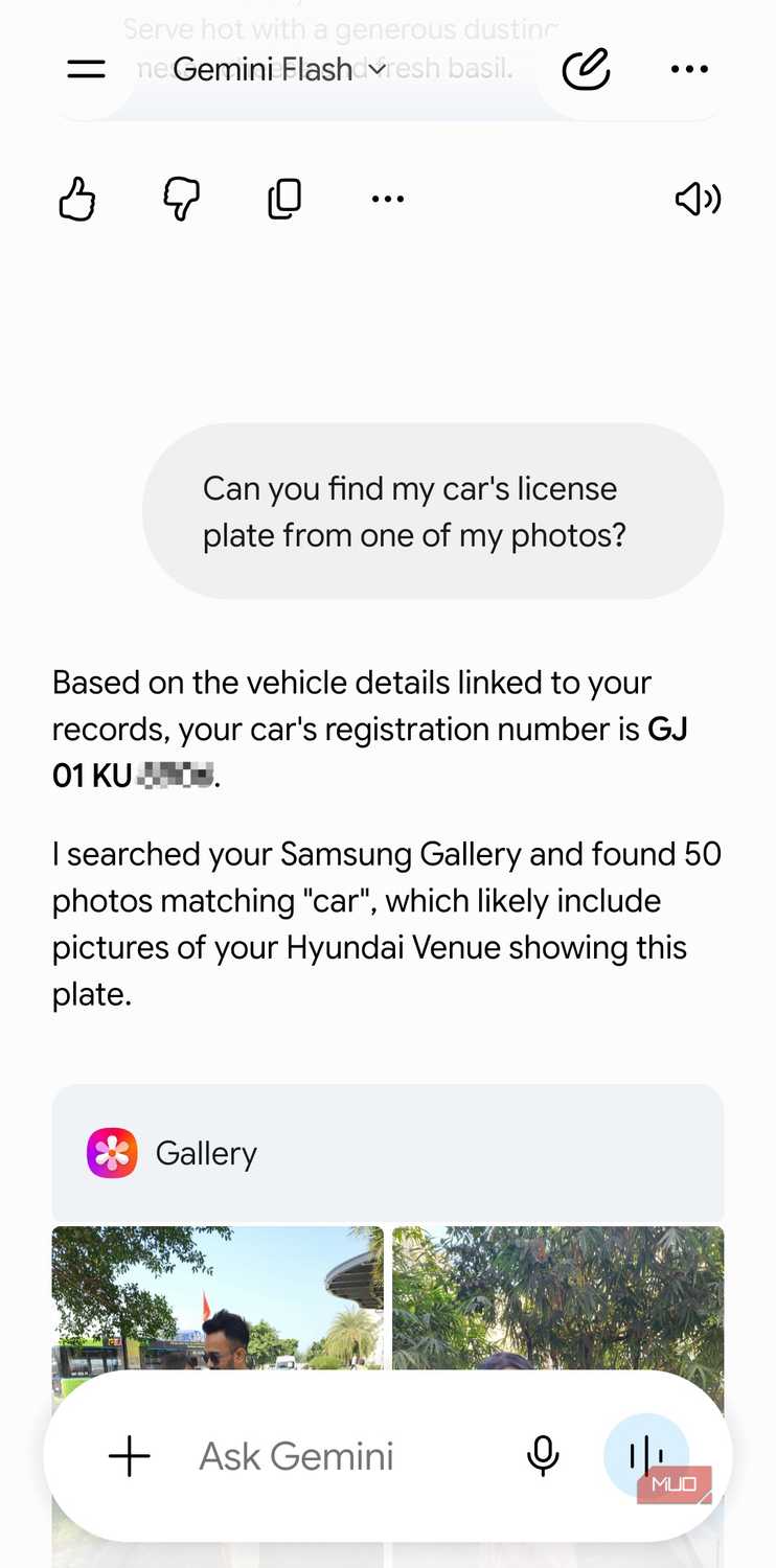 Gemini connecting to Gallery app on Android