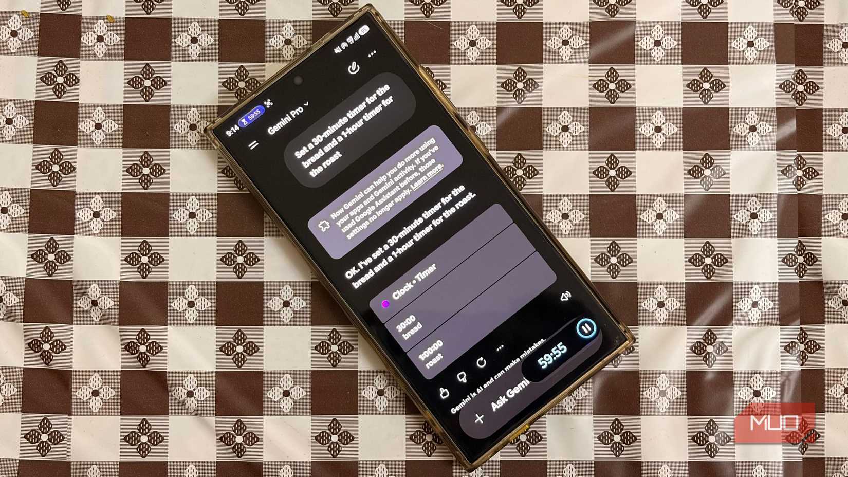 Gemini Utilities feature in action setting timer and alarm