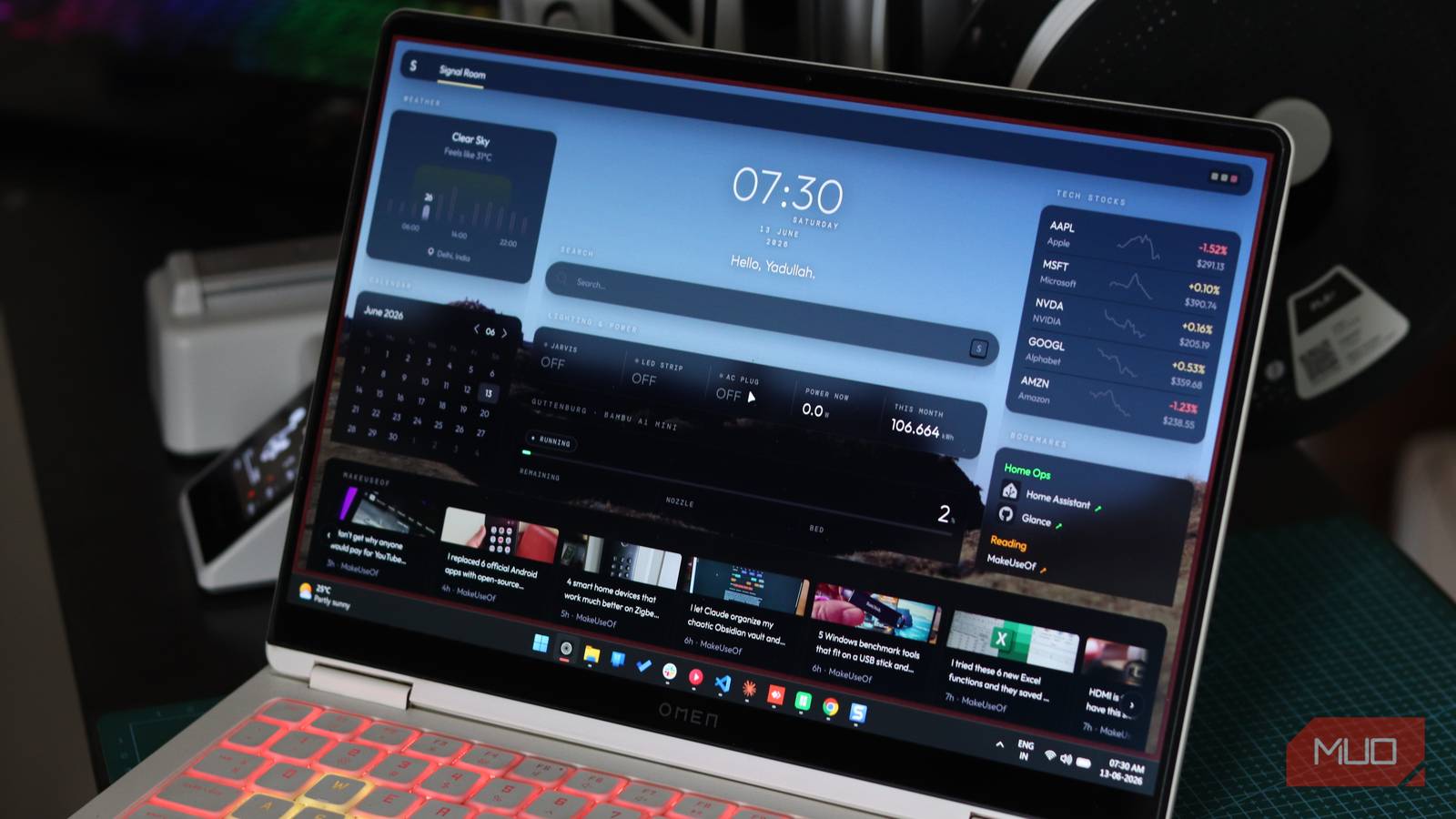 Glance running in Zen browser on Windows 11 laptop.