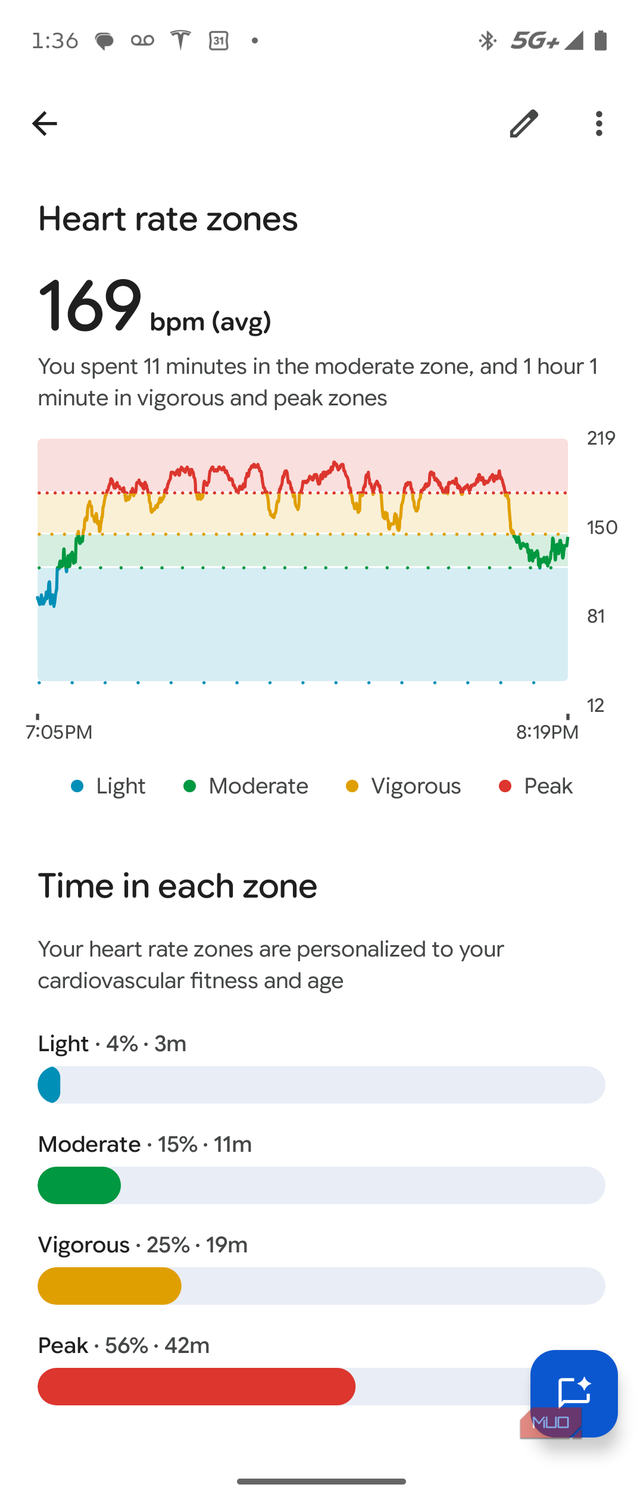 Viewing health and fitness data in the Google Health app.