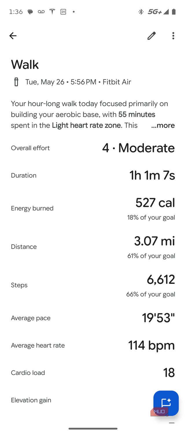 Viewing health and fitness data in the Google Health app.