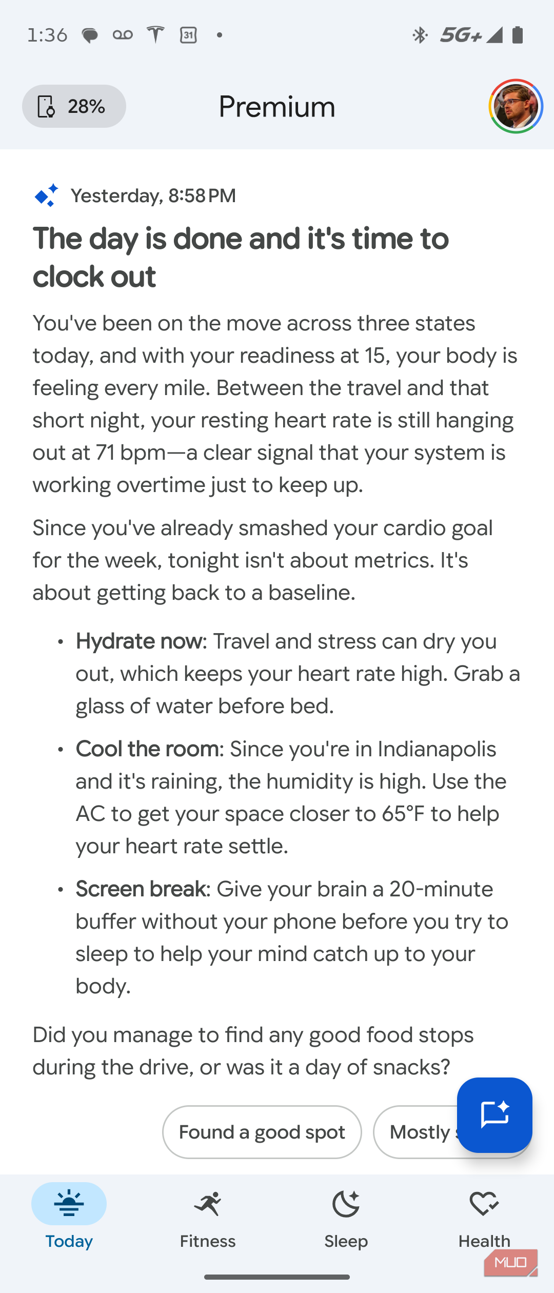 Viewing health and fitness data in the Google Health app.