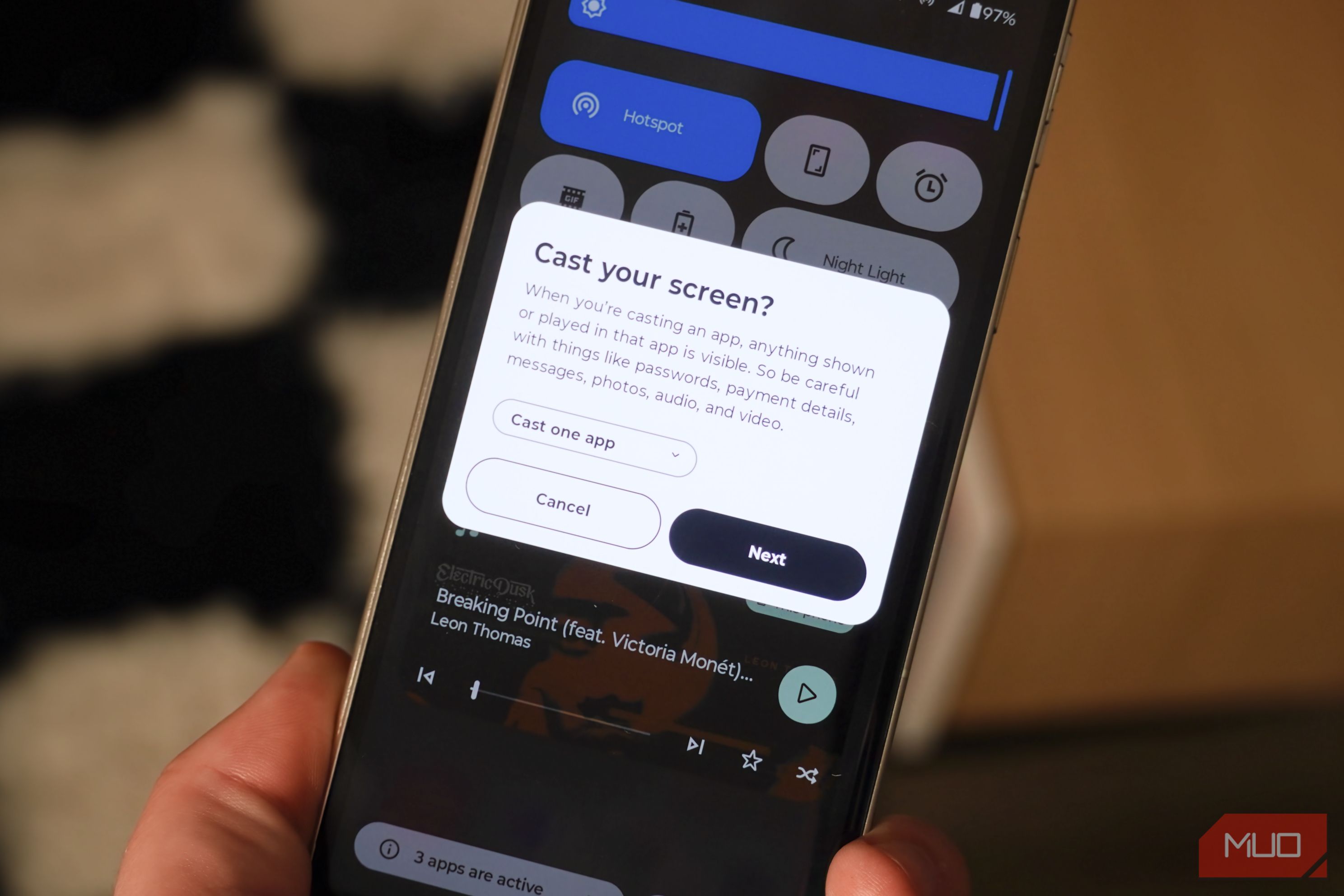Casting a screen or an app to a TV.