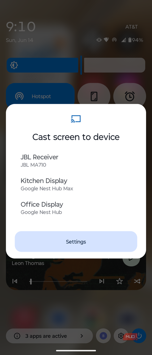 Choosing a device to cast to in Android.