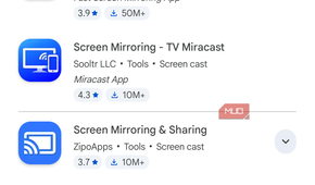 The mirroring live notification in the status bar.