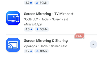 The mirroring live notification in the status bar.