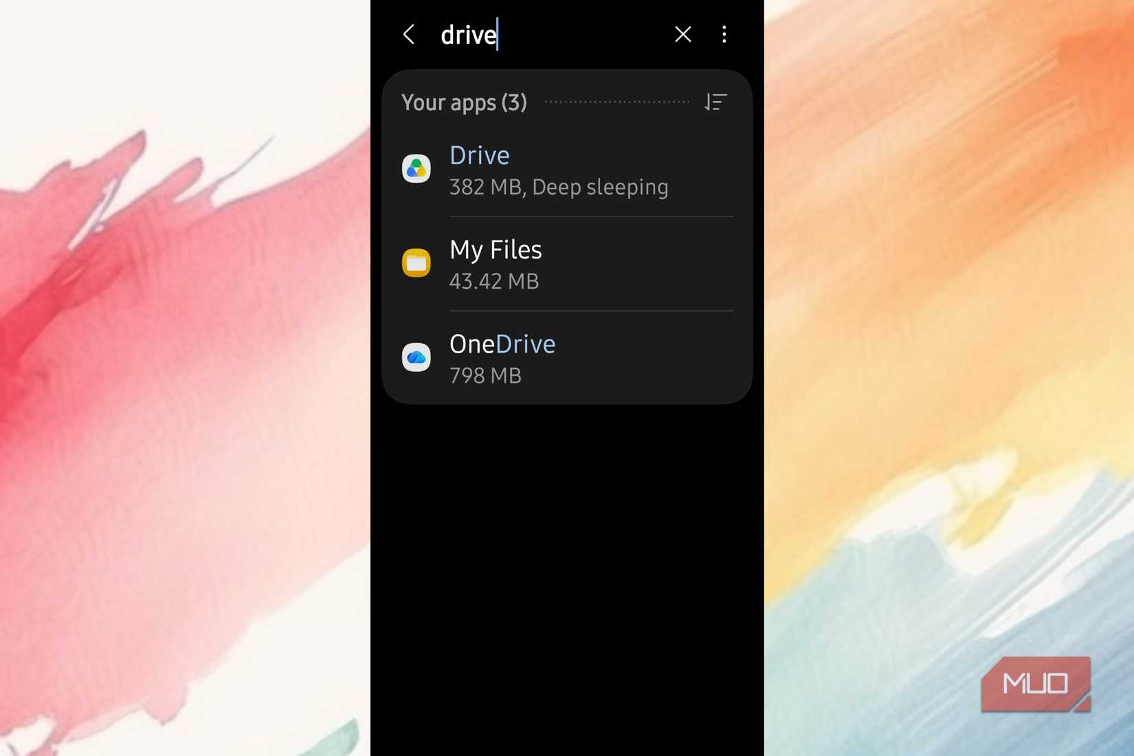 Google Drive app in search of apps on Android