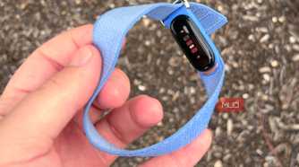 Holding the Fitbit Air in the hand.