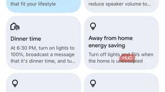 Screenshot of Google Home automations.