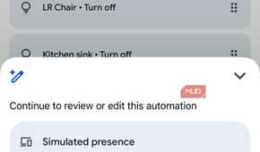 Screenshot of Google Home automations.
