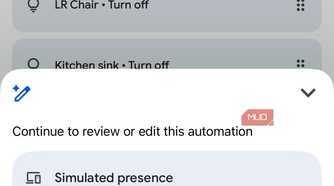 Screenshot of Google Home automations.