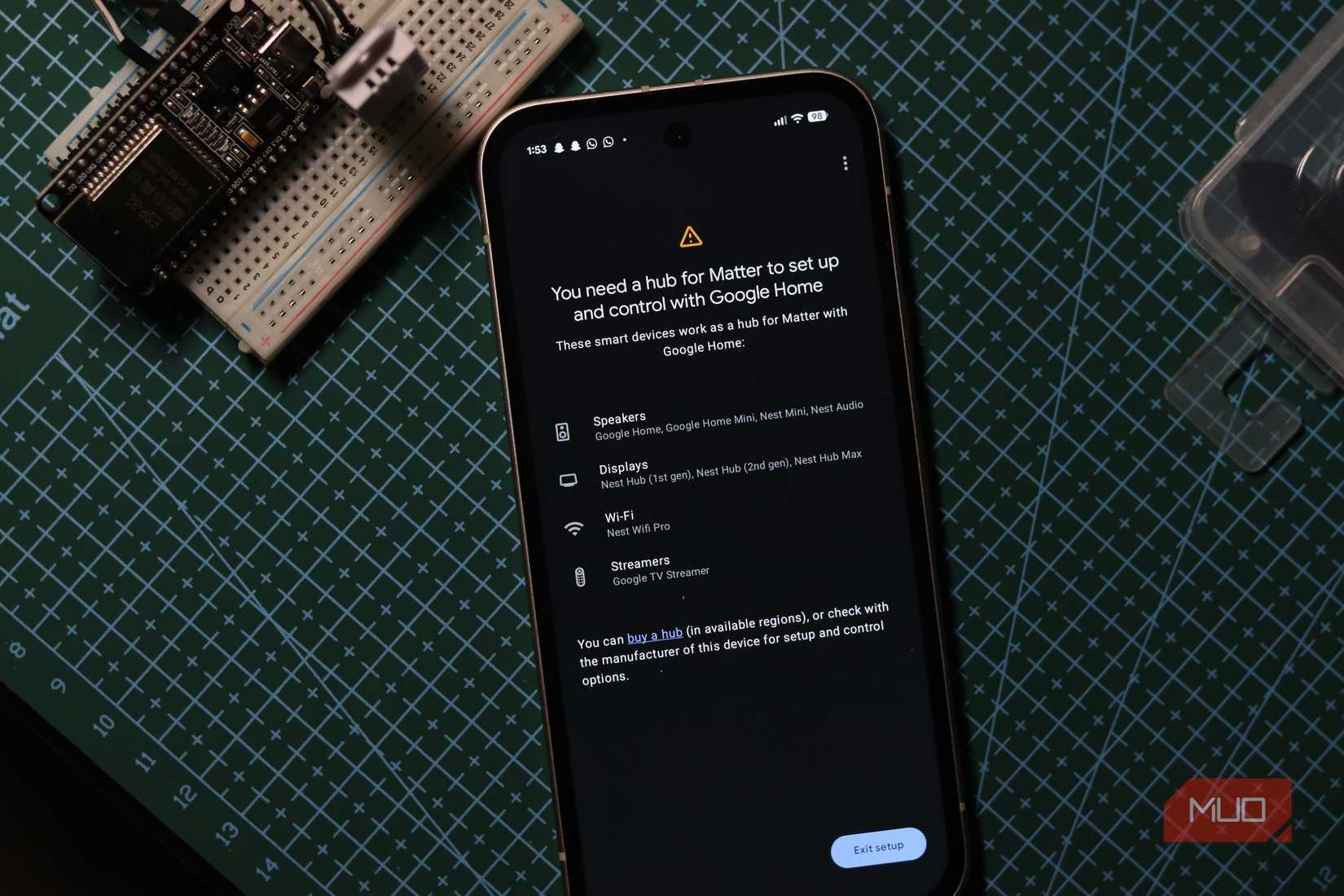 Google Home Matter hub error screen.