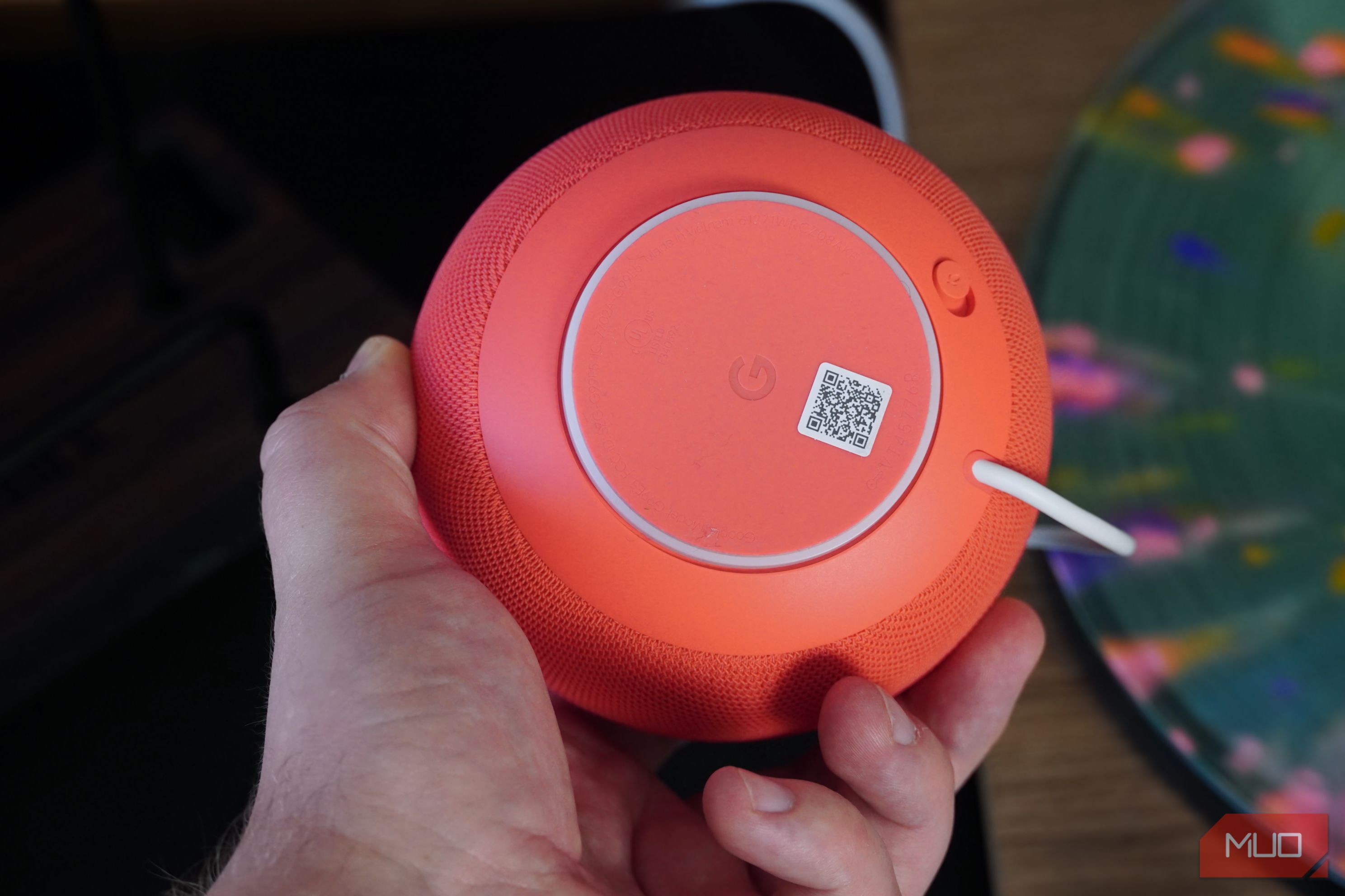 The bottom of the Google Home Speaker.