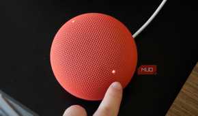 The buttons on the Google Home Speaker.