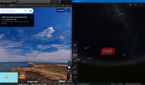 Google Maps Street View with Stellarium with time changed to moonset