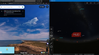 Google Maps Street View with Stellarium with time changed to moonset