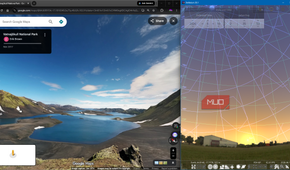 Google Maps showing location in Street View and Stellarium showing polar midnight