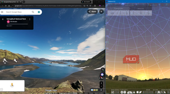 Google Maps showing location in Street View and Stellarium showing polar midnight