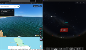 Google Maps with Stellarium showing the night sky at the selected location