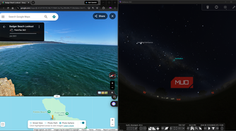 Google Maps with Stellarium showing the night sky at the selected location