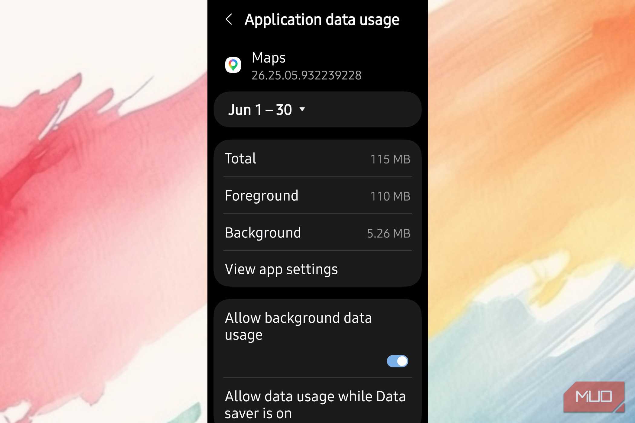 Google Maps app details on Android