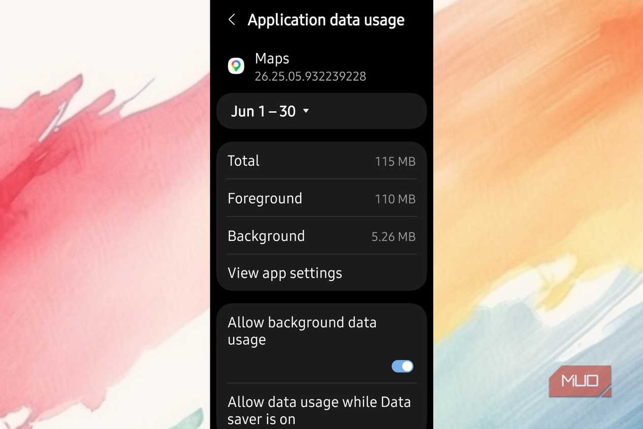 Google Maps app details on Android