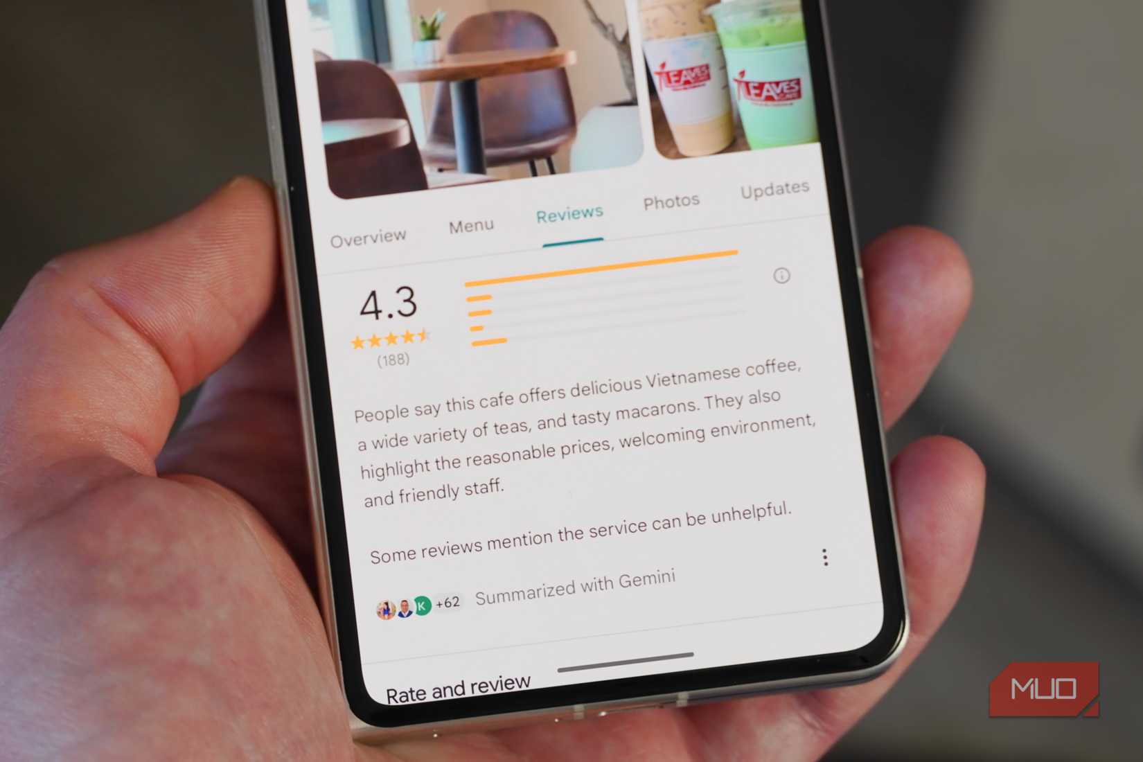 Gemini review summaries in the Google Maps app.